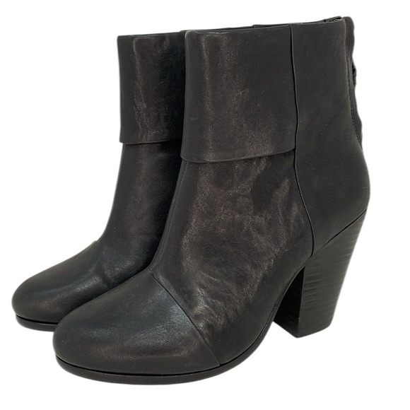Rag & Bone Booties Black Leather Ankle Boots  Heeled Size 36 or 6 - Picture 2 of 14